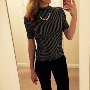 H&M Striped Mock Neck Shirt